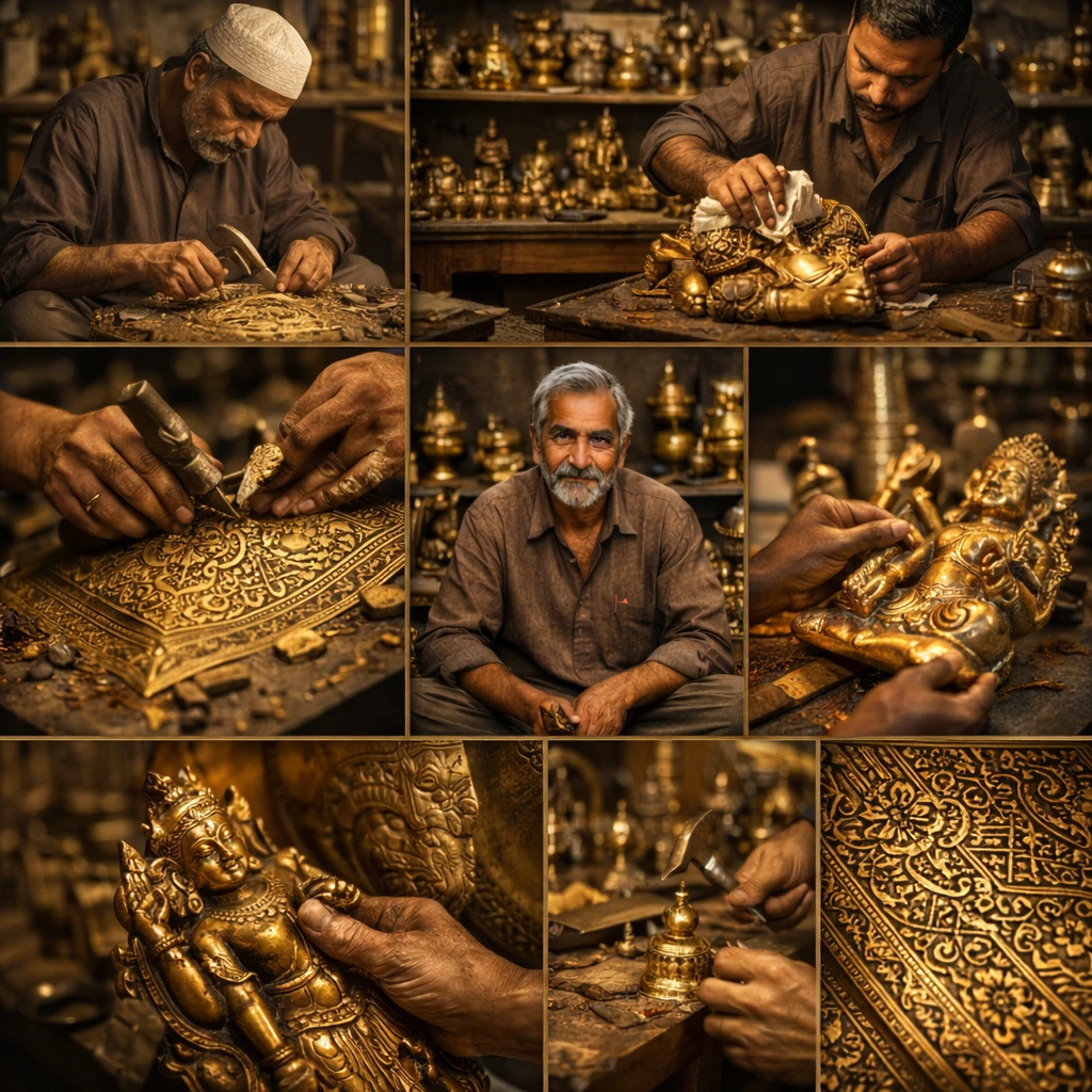 Indian artisan shaping clay on a pottery wheel