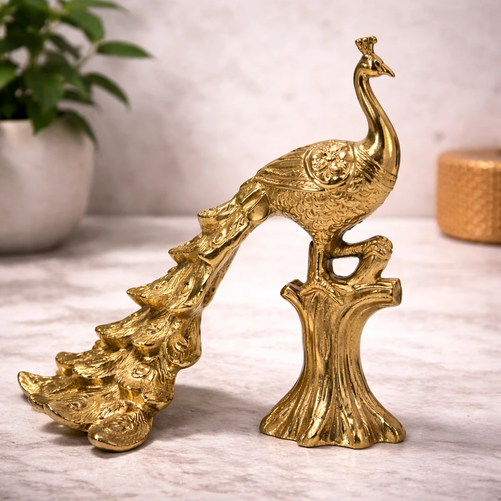 brass-multicoloured-stone-peacock-decorative-showpiece