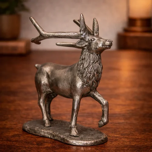 Antique aluminium stag figurine