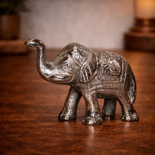 Intricate aluminium elephant figurine